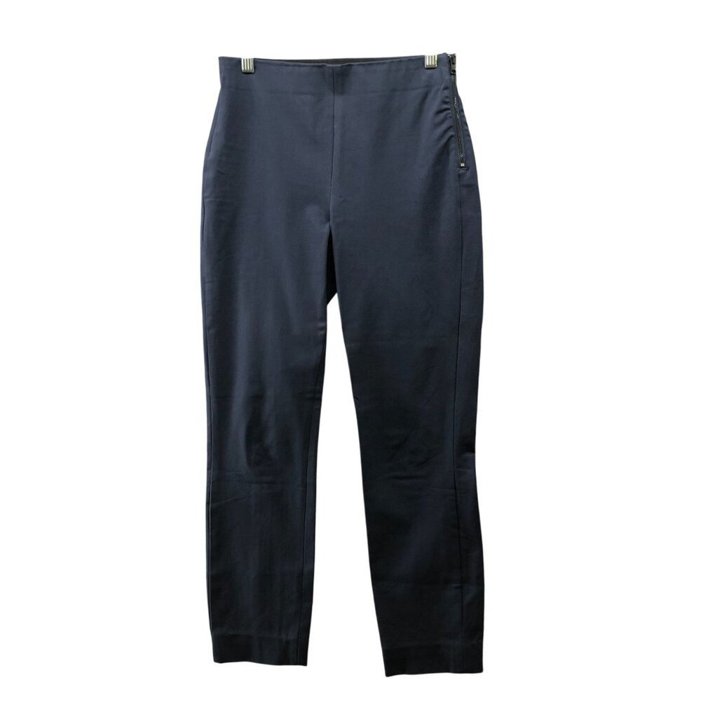 Everlane Side Zip Work Pants Womens 2 Navy Blue Stretch Cotton Slim Dress Pant